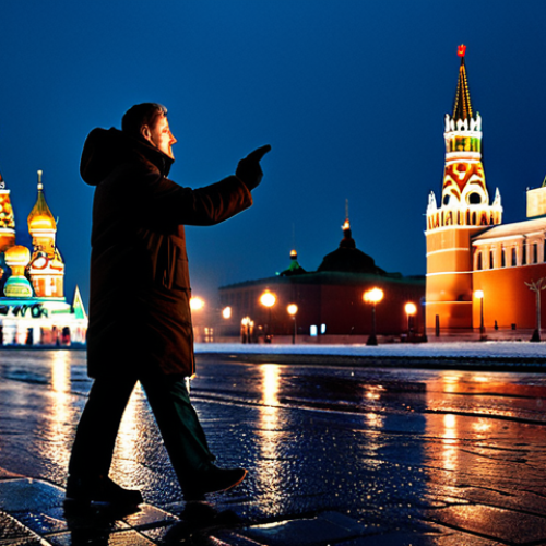 Home 26 A professional photographer, dressed in modest, warm winter clothing, is positioned on a slightly wet pavement, expertly capturing the majestic night panorama of Moscow's Red Square. The iconic St. Basil's Cathedral and the illuminated Kremlin are central, their brilliant lights reflecting beautifully on the damp ground. The scene evokes a magical atmosphere of light and shadow, highlighting the grand architecture. Professional photography, high resolution, detailed, stunning nightscape, perfect anatomy, correct proportions, natural pose, well-formed hands, proper finger count, natural body proportions, safe for work, appropriate content, fully clothed, professional.