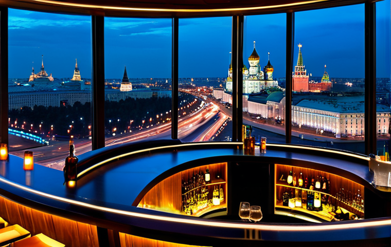 **

"A breathtaking panoramic view of Moscow at night, city lights sparkling below, stars visible in the sky, viewed from a high-end bar. Elegant interior with soft lighting, comfortable seating. A cocktail is on a table in the foreground. safe for work, appropriate content, fully clothed patrons, professional setting, perfect anatomy, natural proportions, high quality."

**