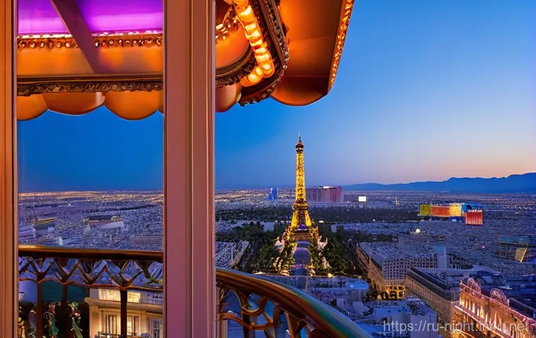 라스베이거스 야경 포인트 - **Prompt 1: Parisian Romance Over Nevada's Desert**
A breathtaking panoramic view from the obser...