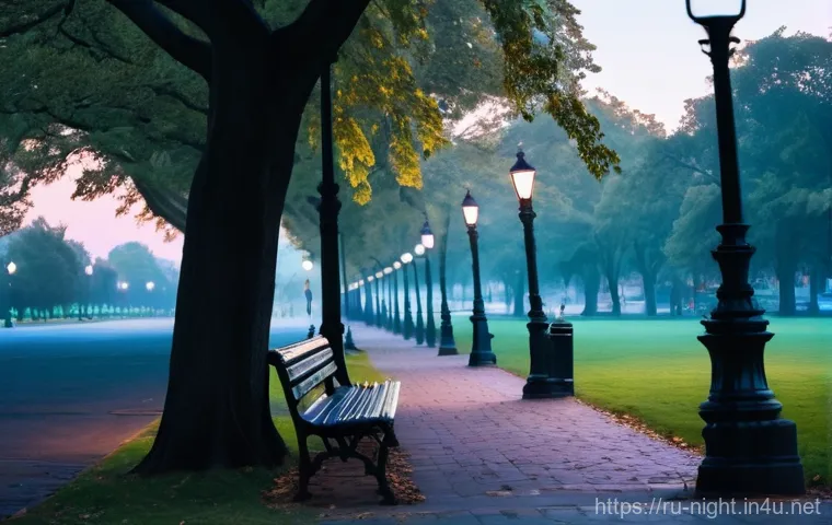 야경이 아름다운 하늘공원 - **Prompt:** A tranquil city park at dusk, transitioning from the golden hour to the soft blue hour. ...