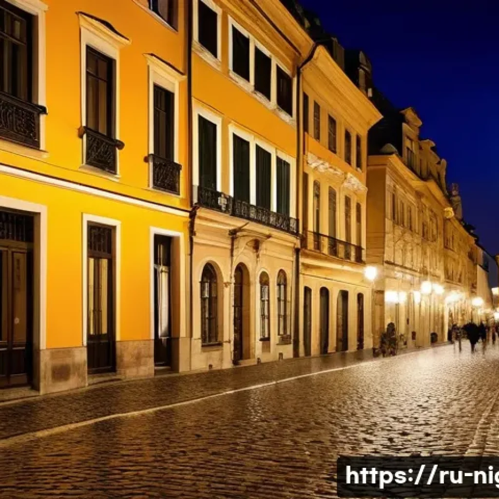 야경을 활용한 여행지 홍보 - A picturesque nighttime cityscape of historic European architecture, warmly illuminated with soft ye...