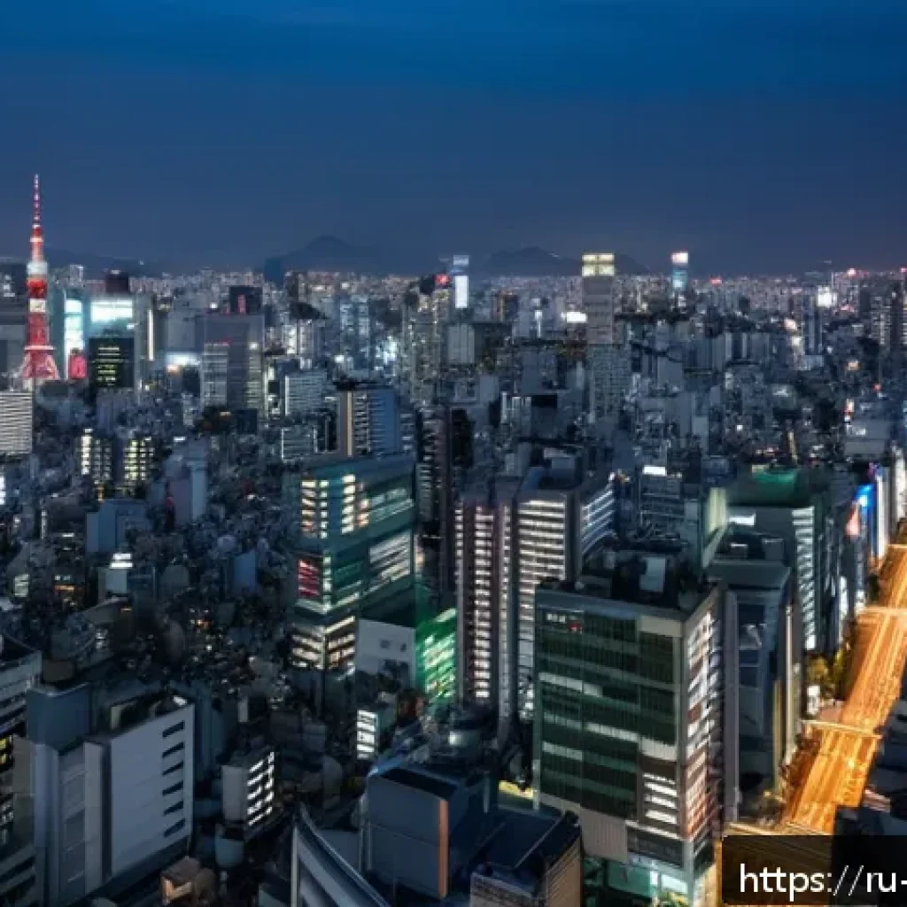 도쿄 타워 야경 - A panoramic night cityscape from the observation deck of a skyscraper in Tokyo&rsquo;s Shinjuku district, ...